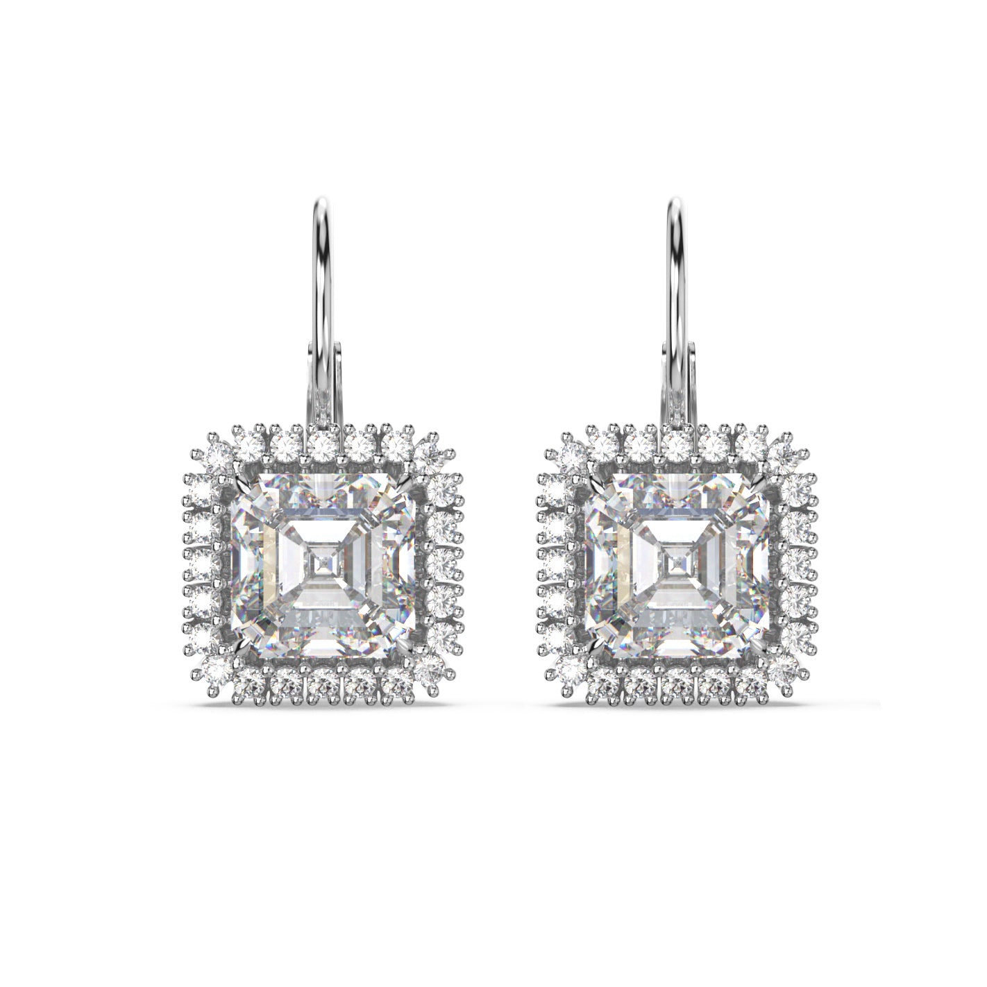ASSCHER HALO DIAMOND SOLITAIRE HOOPS