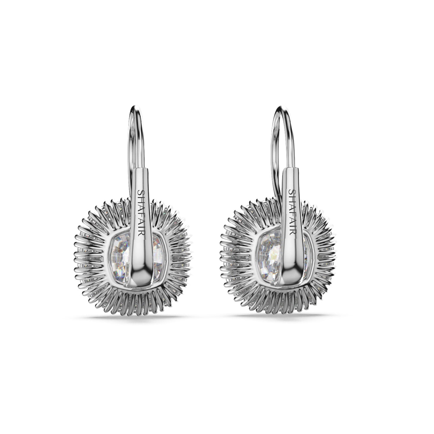CUSHION HALO DIAMOND SOLITAIRE HOOPS