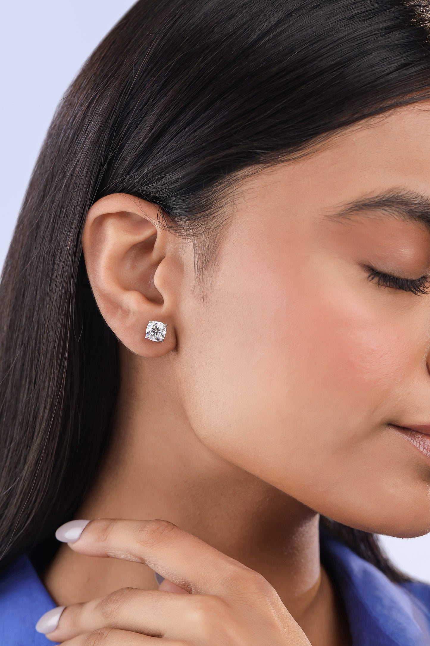 CUSHION CUT DIAMOND SOLITAIRE STUDS