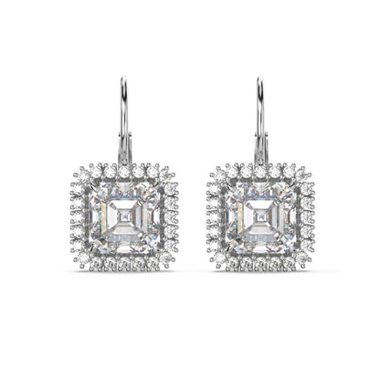 ASSCHER HALO DIAMOND SOLITAIRE HOOPS